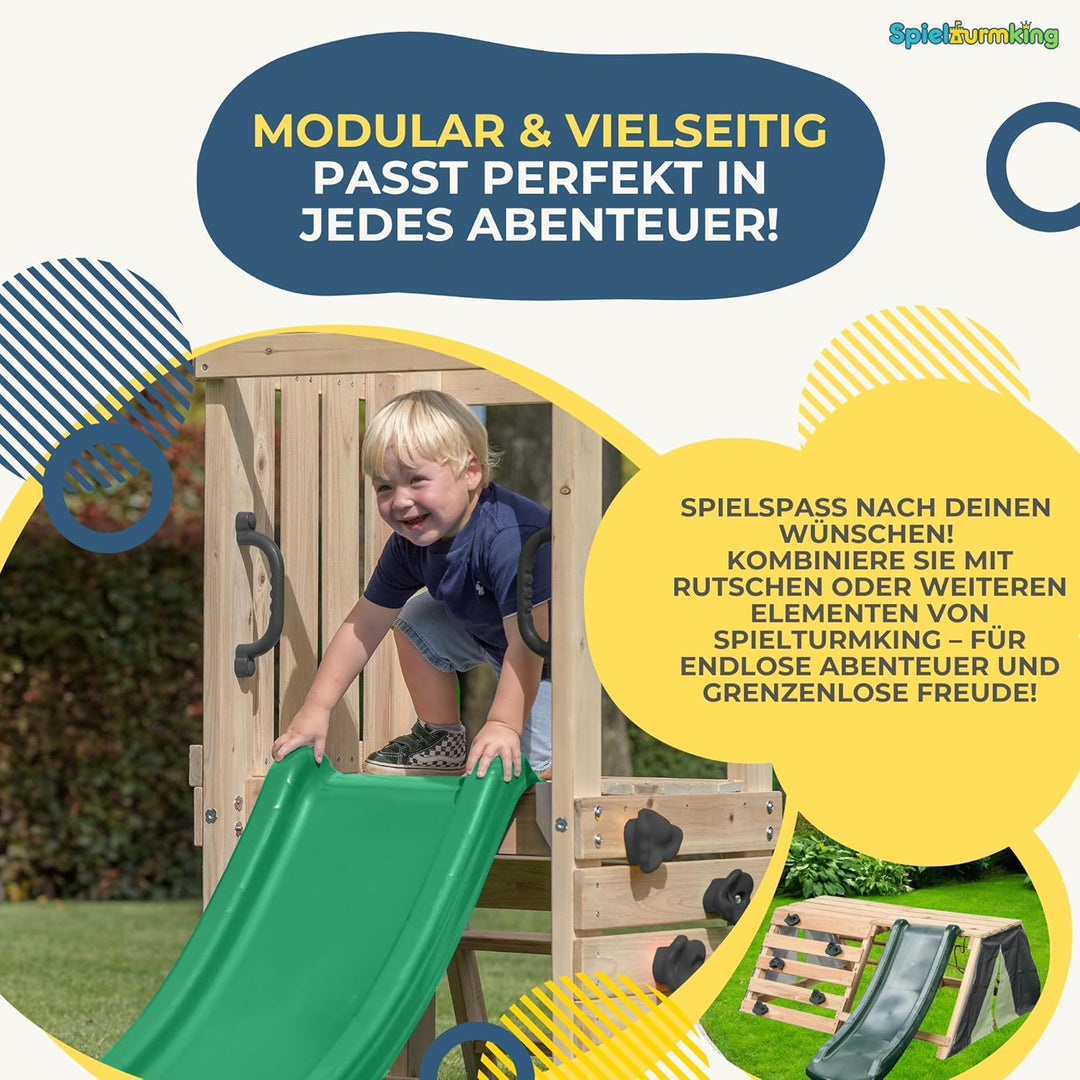 Klettergriffe Kinder Set: 5 Klettersteine Kinder in Grau, 2 Haltegriffe, Kletterwand Zubehör - Klett