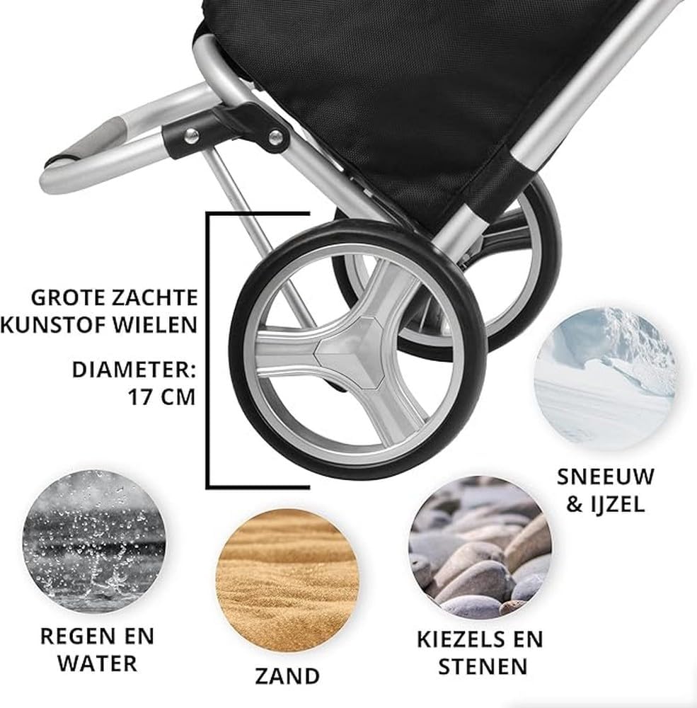 Cruiser Einkaufswagen 40 Liter - Faltbare einkaufstrolley (schwarz), Schwarz