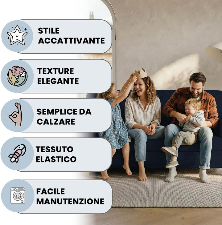 Sogni e capricci Leslie elastische Couchüberzüge, Dunkel Blau, 2 Plätze 2 Plätze Dunkel Blau, 2 Plät