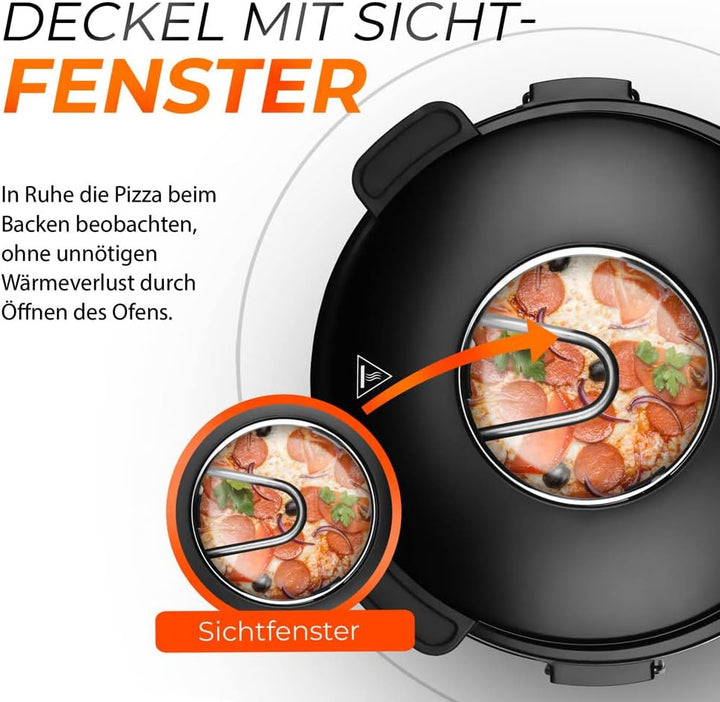 Bituxx Pizzaofen Pizza Maker Lahmacun Express Miniofen 1200W 400°C Keramiksteinplatte