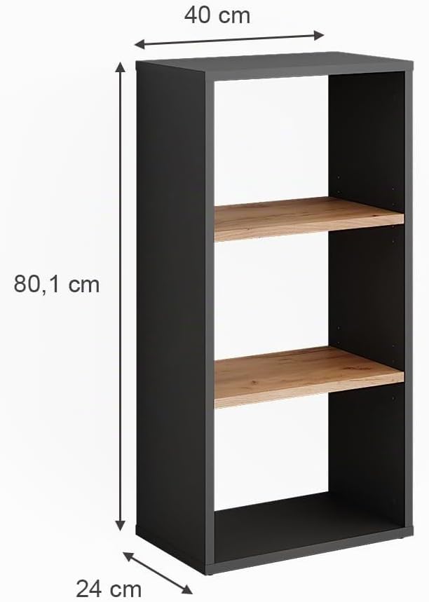 Vicco Standregal Orlando, Anthrazit/Goldkraft Eiche, 40 x 80.1 cm, mit verstellbaren Einlegeböden zu