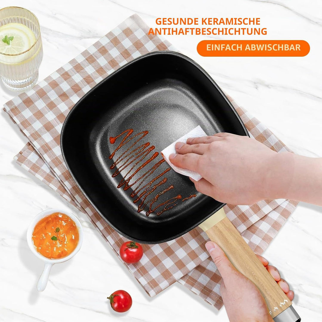 Audecook Elektrischer Topf, 2 l, Antihaft-Keramikglasur, Bratpfanne, 20,3 cm, multifunktionale elekt