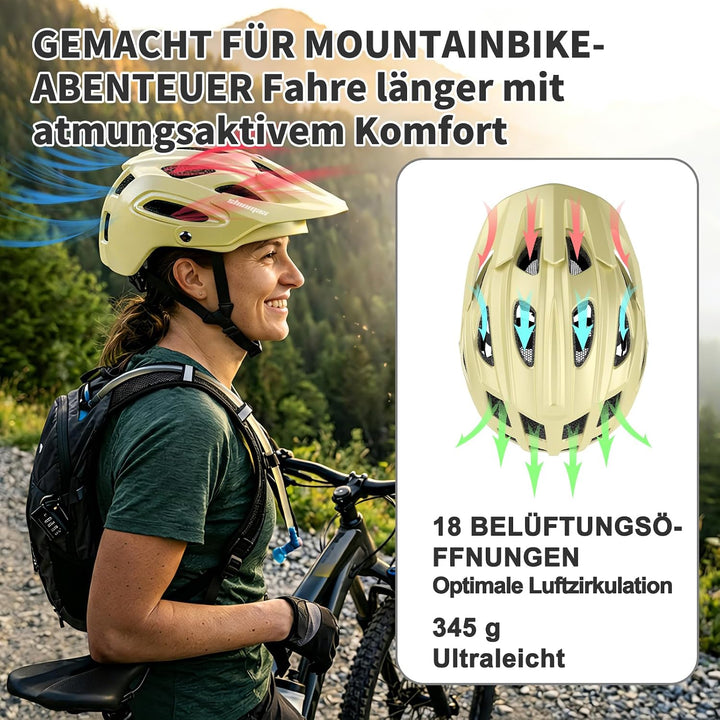 Shinmax Fahrradhelm für Herren Damen, Fahrrad Helm mit Beweglich Visier Beige L(58-61CM), Beige L(58