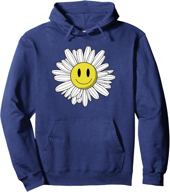 Trendy Big Smiling Daisy Pullover Hoodie