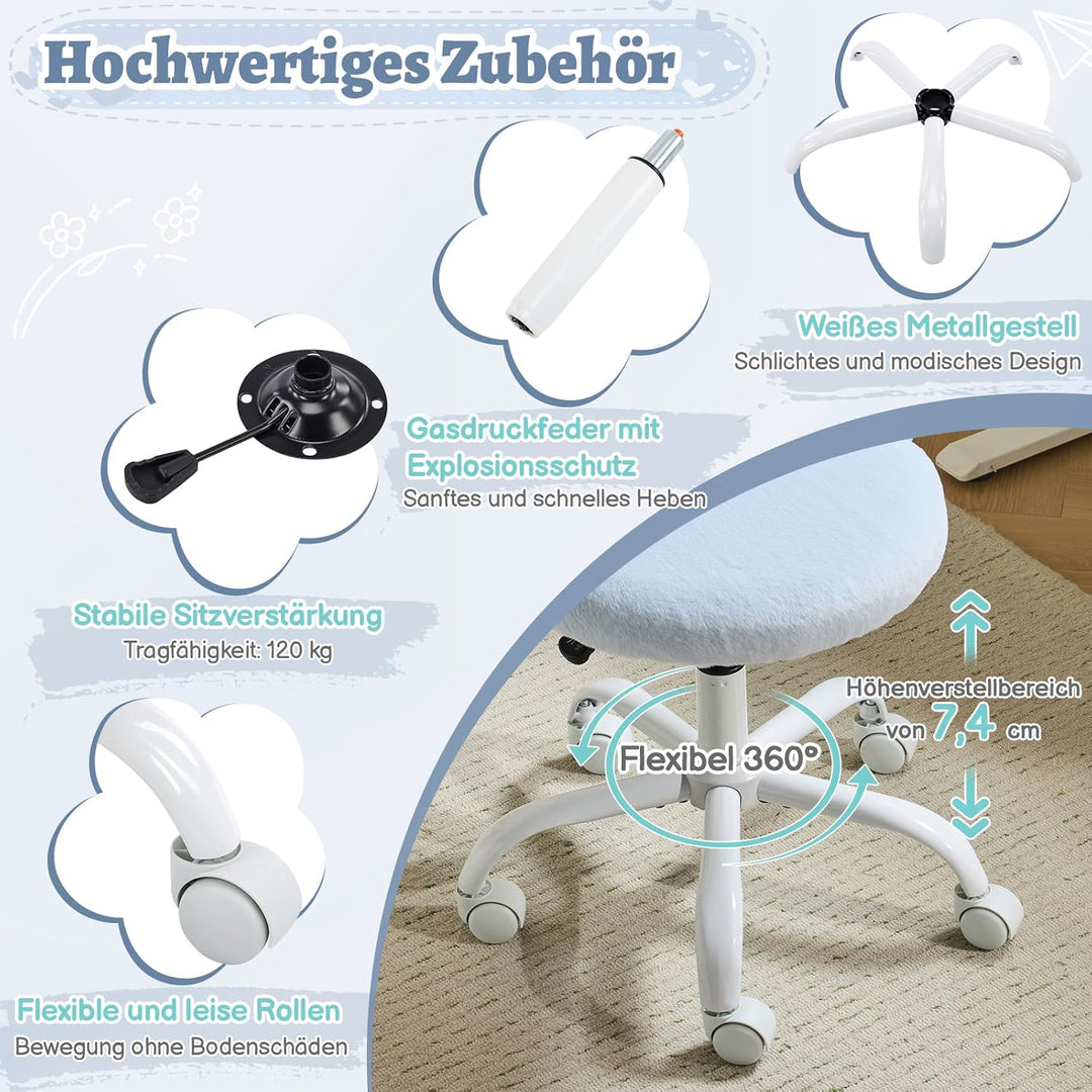 Bonnlo Homeoffice Stuhl, Schreibtischstuhl, Schminktisch Stuhl, Bürostuhl ohne Armlehnen, Drehstuhl