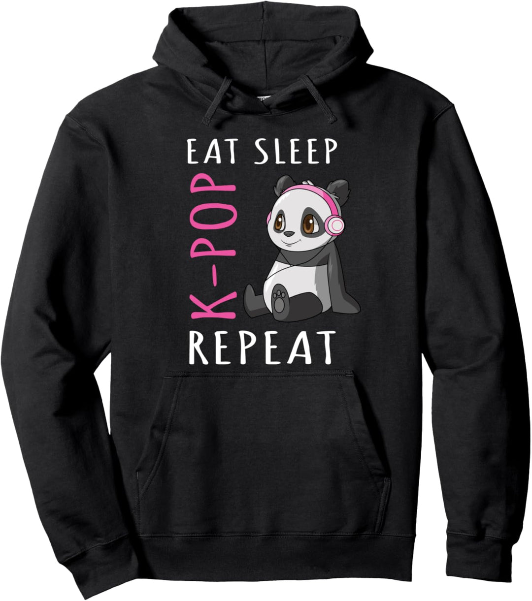 Eat Sleep K-Pop Repeat KPop Pandabären Musik Geschenk Pullover Hoodie