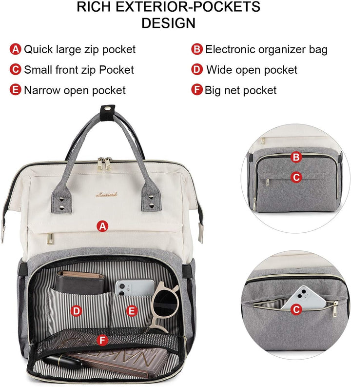 LOVEVOOK Laptop Rucksack Damen 15,6 Zoll, Gross Schulrucksack Teenager, Rucksack Handgepäck, Wasserd