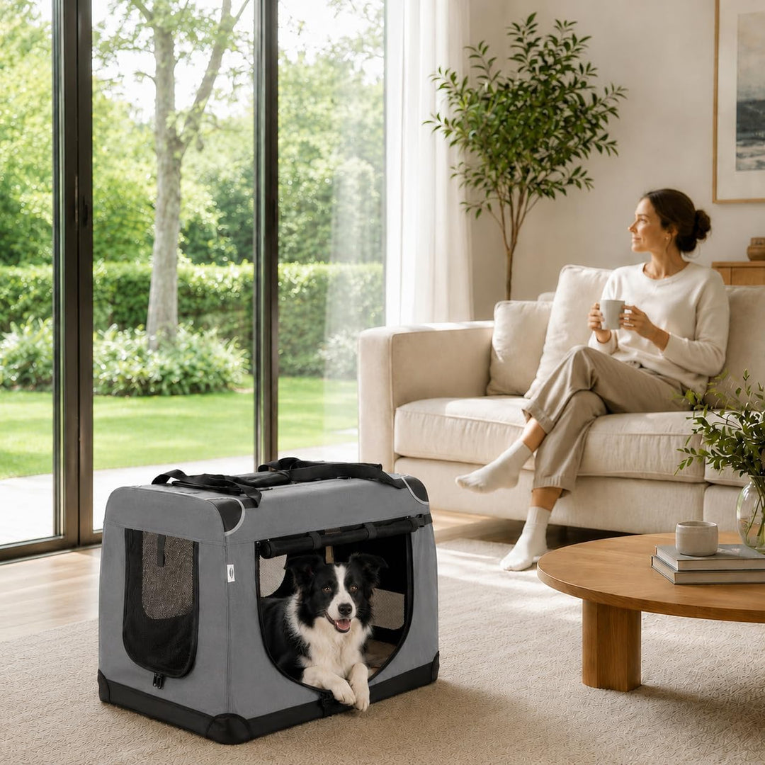 Zedelmaier Hundebox Faltbar Hundetransportbox, XL 81x58x56cm, robust Transportbox für Hund Gross Hun