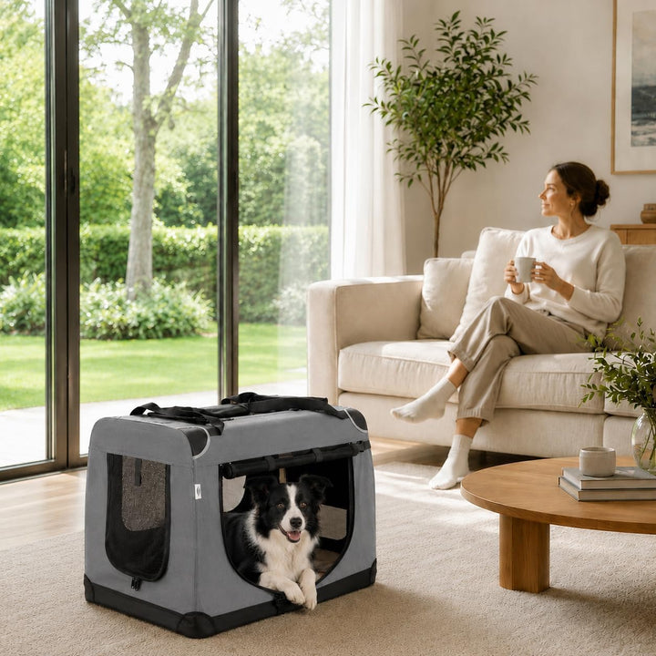 Zedelmaier Hundebox Faltbar Hundetransportbox, XL 81x58x56cm, robust Transportbox für Hund Gross Hun