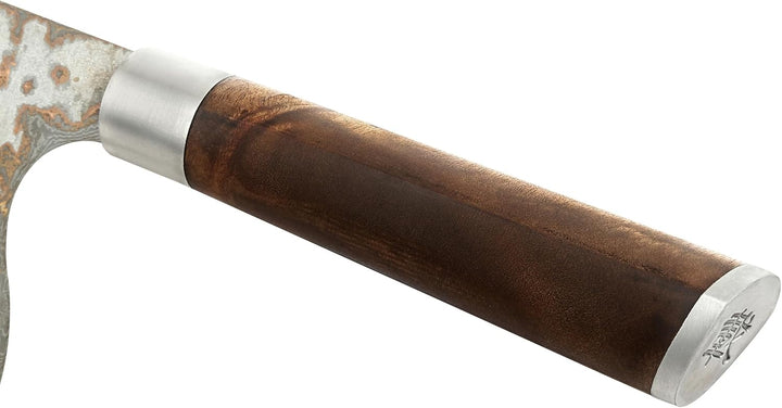 zayiko MysticMagma Damastmesser Chai Dao mit Gravur I mit 20,5 cm Klinge gefertigt aus 67 Lagen Dama