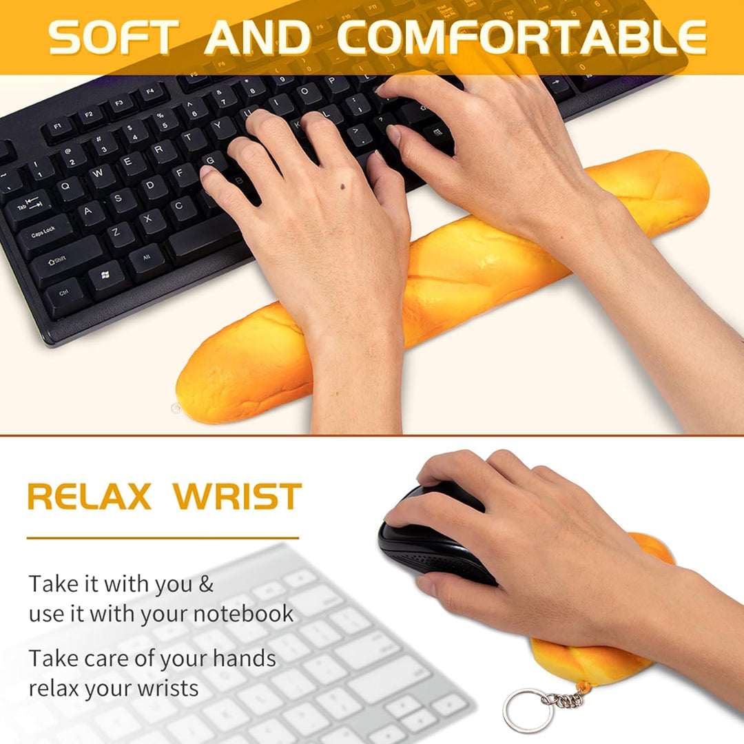 Weiche Toastbrot-Baguette-Form, rutschfeste Tastatur-Handgelenkauflage für Büro, Computer, Laptop un