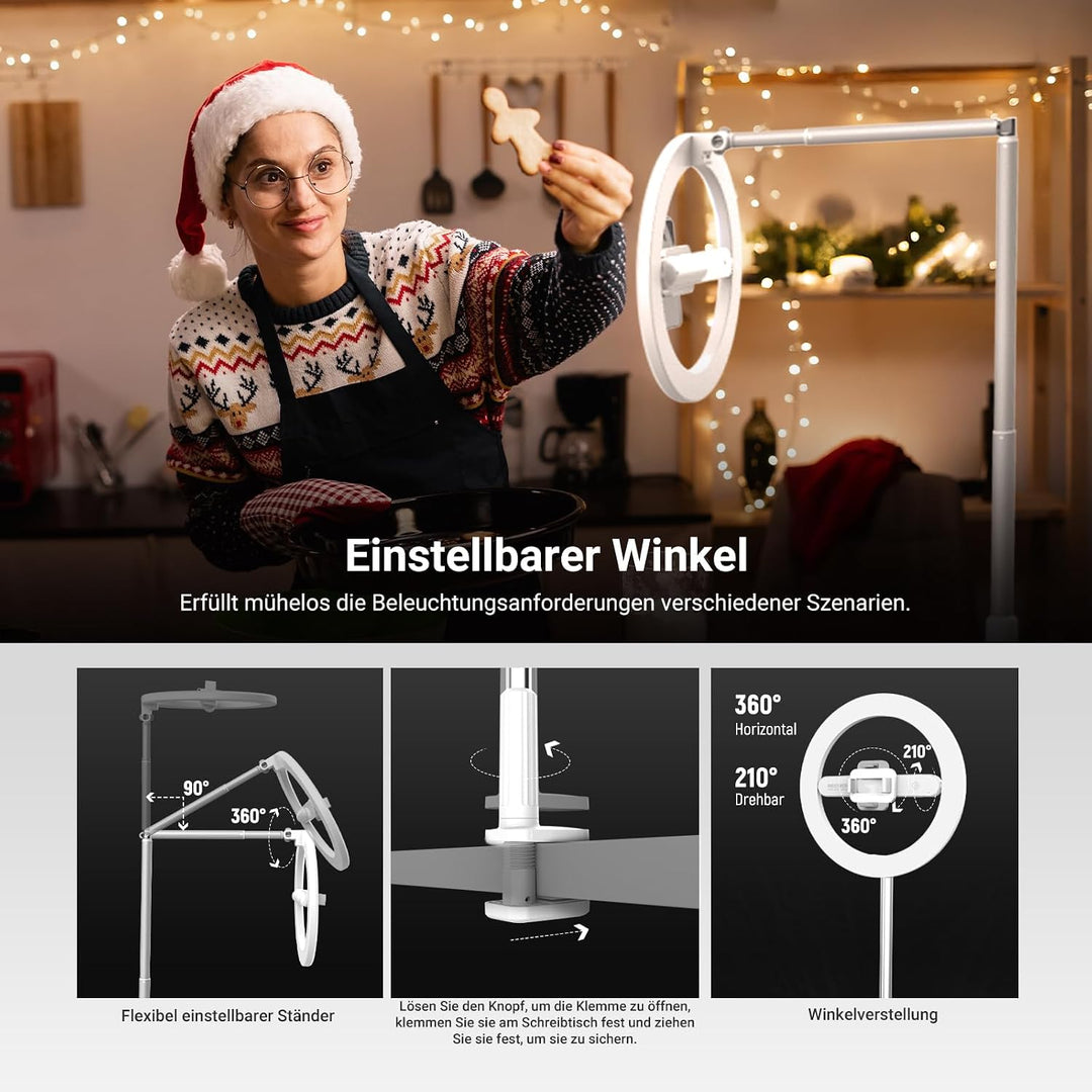 NEEWER Entry Level Version 10" 7W LED Selfie Ringlicht mit Tischklemme Handyhalterung kompatibel mit