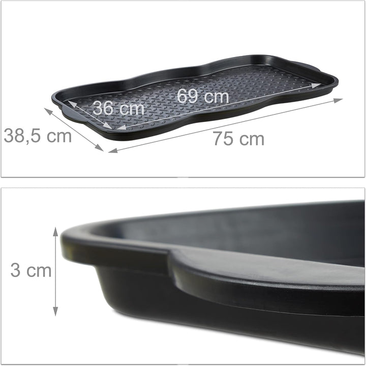 Relaxdays 6X Schuhabtropfschale gross, Kunststoff Schuhablage für 6 Schuhe, Profil Schmutzfang, HxBx