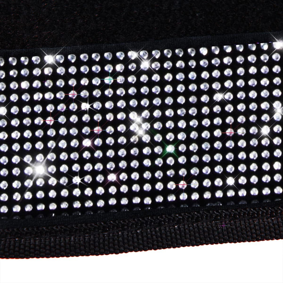 CAR PASS Universal Fit Glorious Strass-Teppich und Leder, komplettes Set, 4-teilig (schwarz und silb