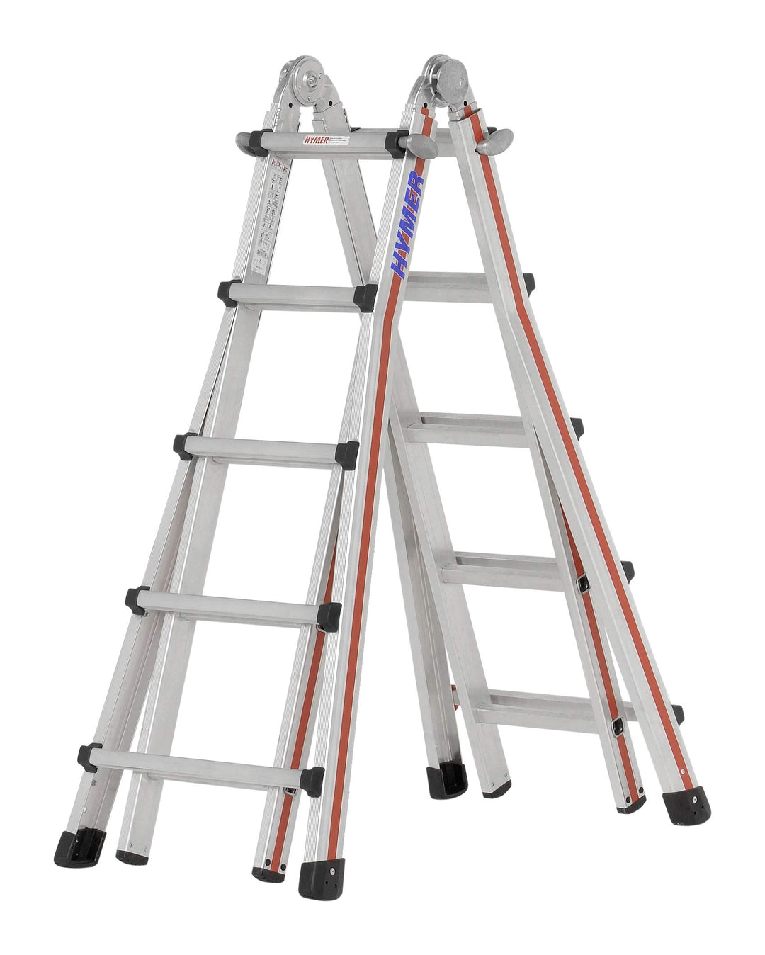 Hymer Teleskopleiter TELESTEP 4x5 (18 Sprossen, Anlegeleiter, Stehleiter, höhenverstellbar 25 cm Sch