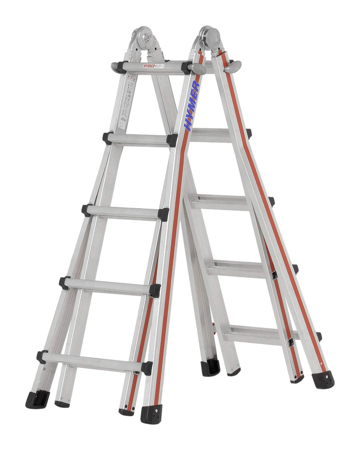 Hymer Teleskopleiter TELESTEP 4x5 (18 Sprossen, Anlegeleiter, Stehleiter, höhenverstellbar 25 cm Sch