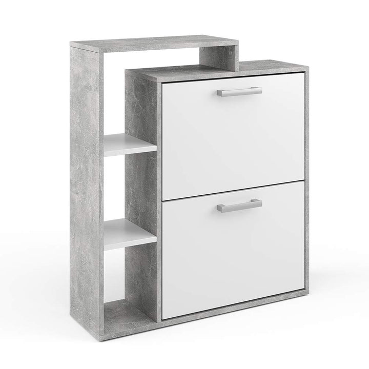 Vicco Schuhkipper Orlando, Schuhregal, Beton, 24.5 x 90 cm Weiss/Beton 2 Fächern, Weiß/Beton 2