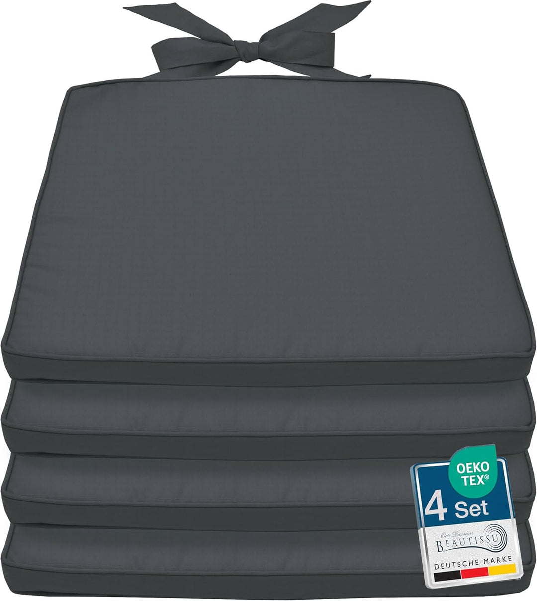 Beautissu Pia 4er Set Stuhlkissen 40x45 cm - Sitzkissen Outdoor Gartenstuhlkissen, Garten Sitzpolste