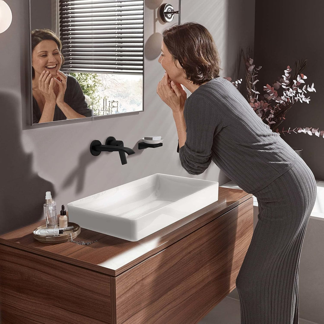hansgrohe Waschtischarmatur Unterputz für Wandmontage Vivenis, Wasserhahn Bad mit Ablaufgarnitur unv