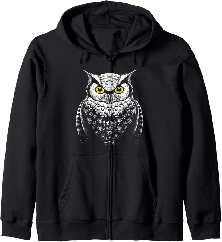 Great Horned Owl Artistic Illustration Ornithophile Kapuzenjacke