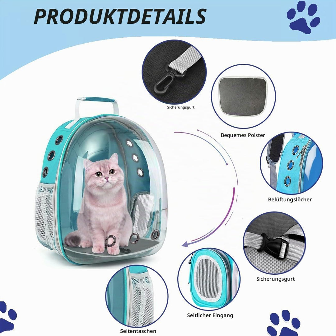 Erweiterbar Katzenrucksack Hunderucksack, Vorderrucksack für Katzen und Kleine Hunde, mit transparen
