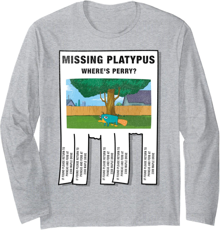 Disney Phineas und Ferb Missing Platypus Where's Perry? Langarmshirt