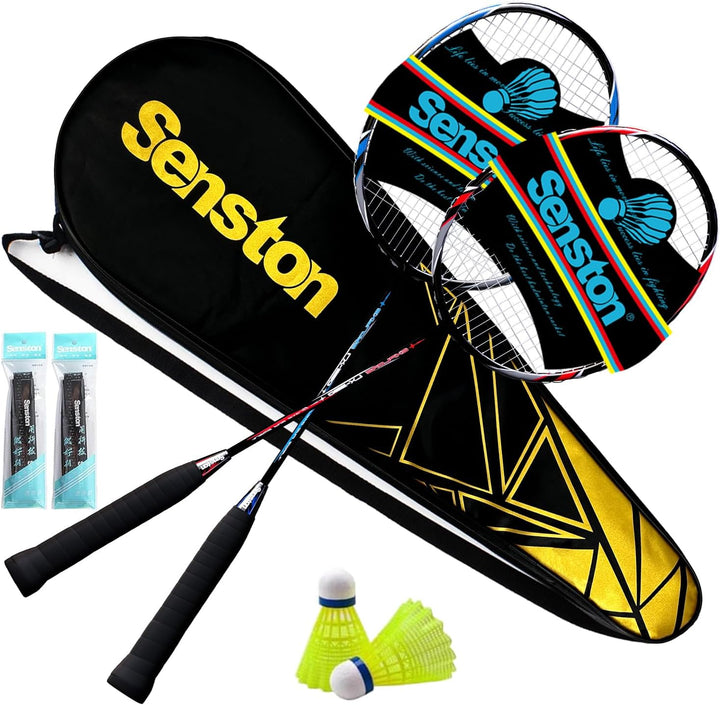 Senston Graphit Badminton Set Carbon Profi Badmintonschläger Leichtgewicht Badminton Schläger Federb
