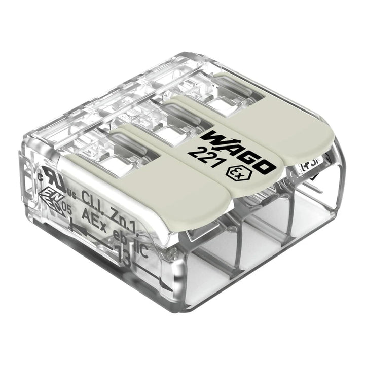 WAGO® Klemme, 3-Leiter, 6 mm², Ex, Verbindungsklemme mit Hebel, 221-683 (30 Stück)
