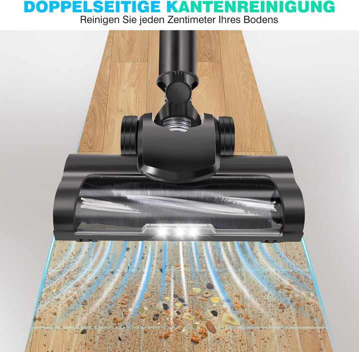 Huini Akku Staubsauger, Kabellos Akkustaubsauger mit LED Licht, Kabelloser Staubsauger mit Aufgerüst