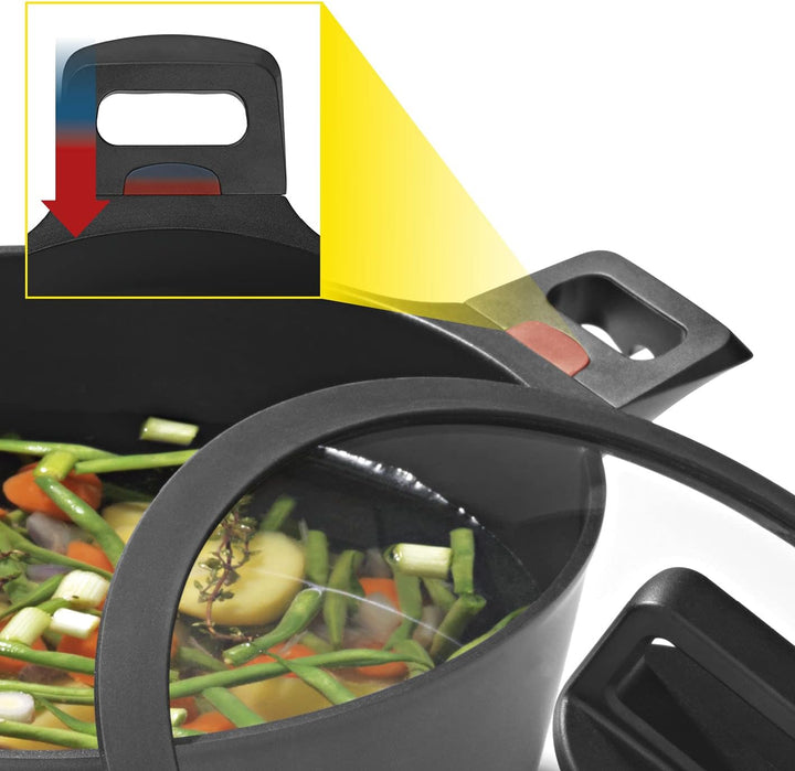 N8WERK Aluguss-Kochtopf mit Hitze Indikator ⌀28 cm, 6,0 Liter | Farbwechsel-Temperaturanzeige, Decke