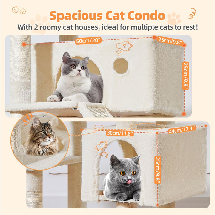 Taoqimiao 180CM Kratzbaum Gross, Katzenbaum Katzen Kratzbaum Grosse Katzen Stabil mit 2 Katzenhaus,
