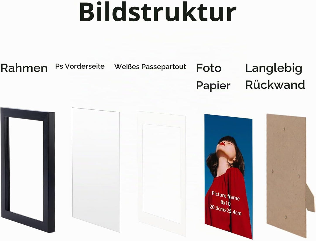 EYMPEU Bilderrahmen 20x25 CM 6er-Set, geeignet für 20x25 Bilder mit Passepartout oder 23x28 ohne Pas