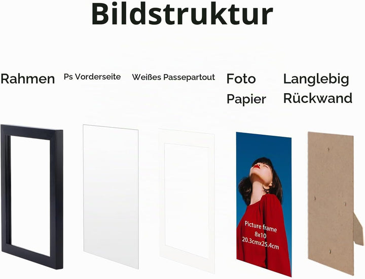 EYMPEU Bilderrahmen 20x25 CM 6er-Set, geeignet für 20x25 Bilder mit Passepartout oder 23x28 ohne Pas