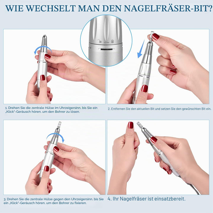 ENGERWALL Elektrische Nagelfräser, 35000 U/Min Professionelle Elektrische Nagelfeile, mit Touch-Tast