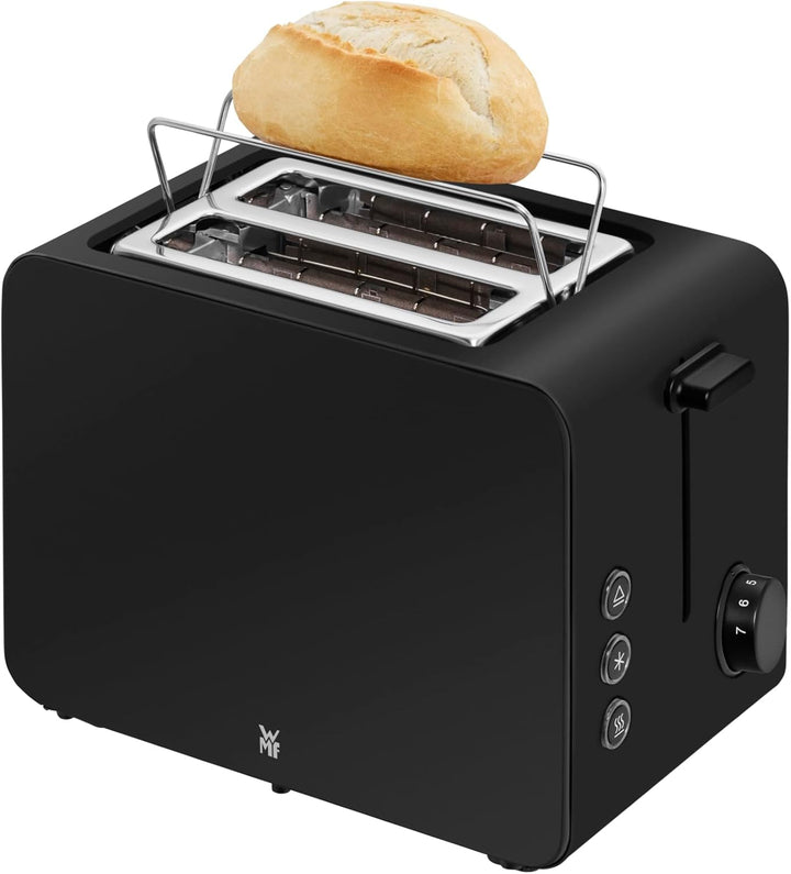 WMF Stelio Toaster 2 Scheiben Edelstahl, Doppelschlitz Toaster mit Brötchenaufsatz, Bagel-Funktion,