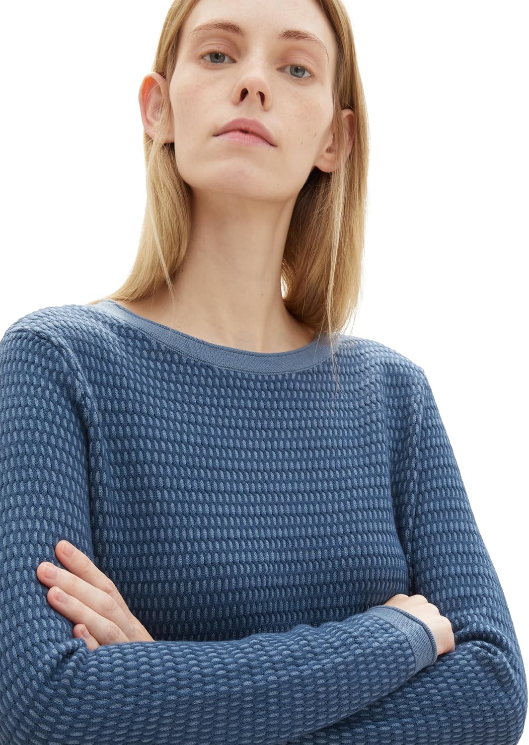 TOM TAILOR Damen Pullover, 34420 - Blue Blue Structure