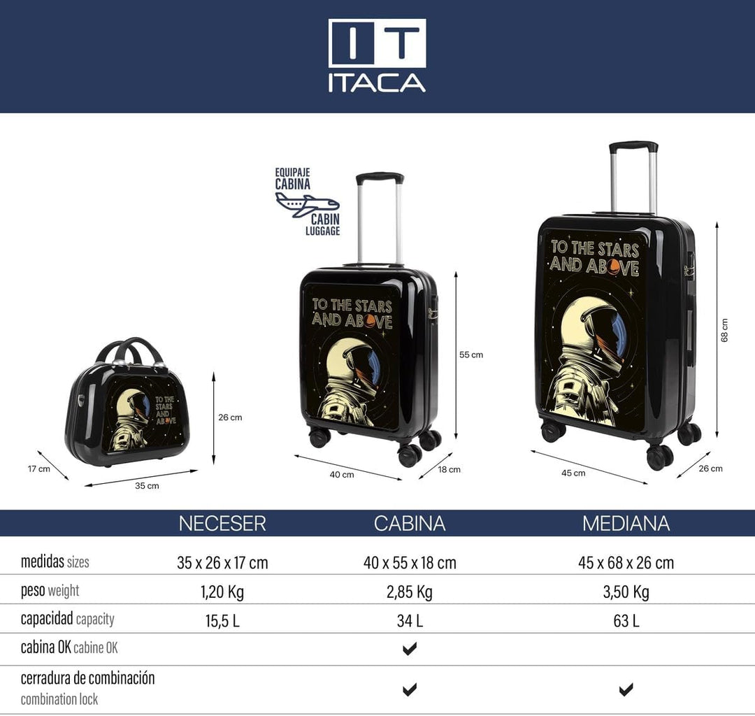 ITACA - Trolley Handgepäck Cabin Trolley Koffer Reisekoffer Hartschalenkoffer mit Zahlenschloss - Ka