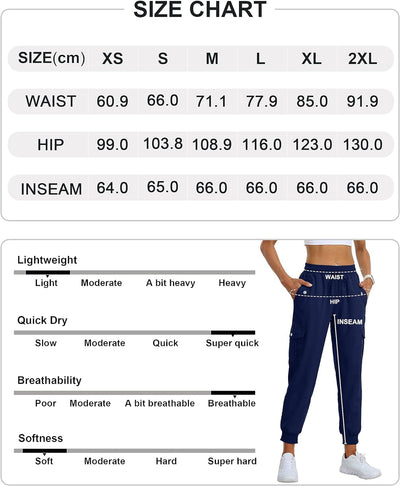 AjezMax Damen Cargohose Jogginghose Leicht Schnell Trockene Wanderhose Athletische Workout Outdoorho