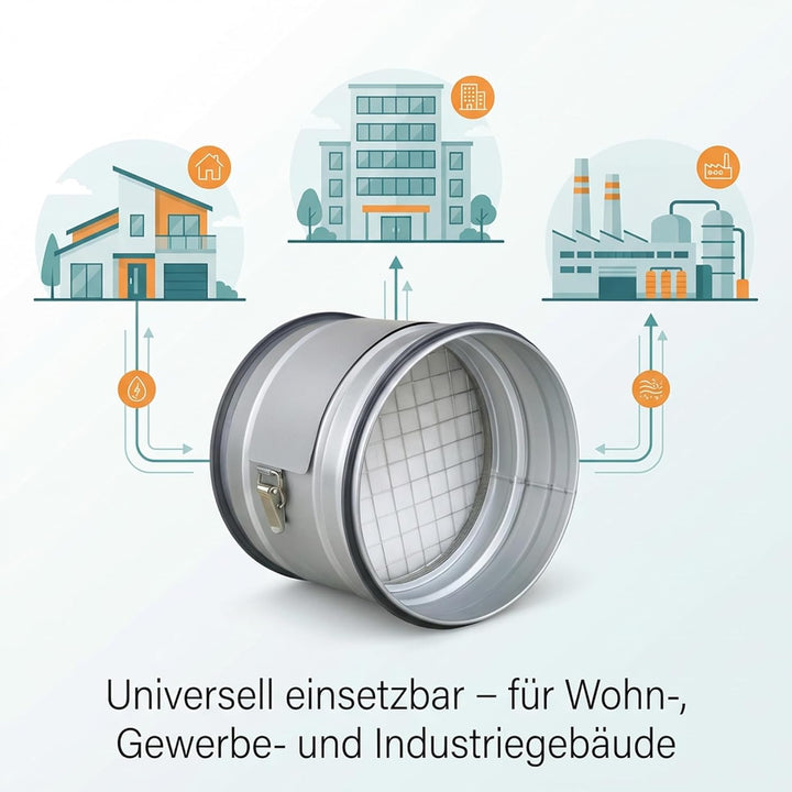 Easy Act Grobstaubfilter rund Ø 160 mm für Zuluft, Rohrfilter aus verzinktem Stahl zur Grobpartikel-