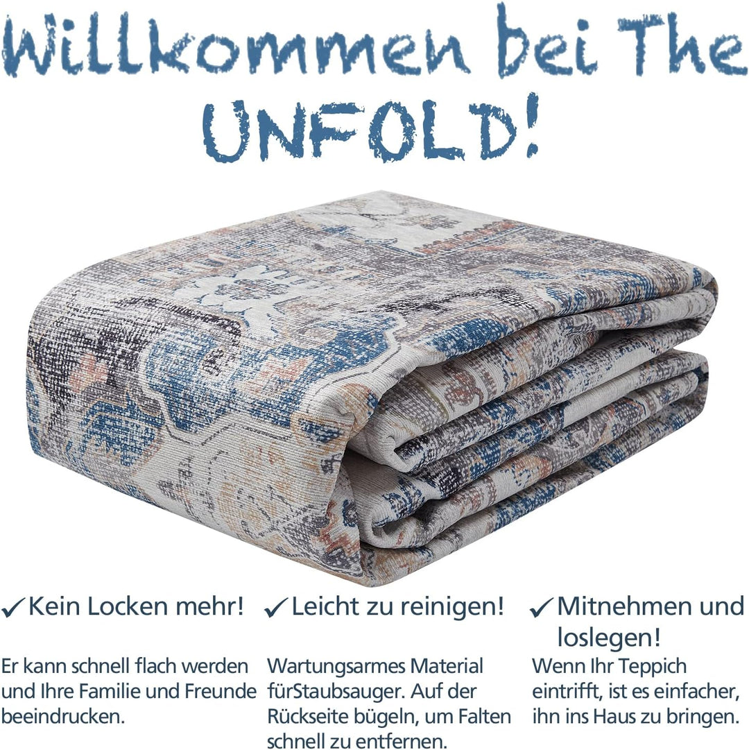 TOPICK Läufer Flur Waschbar Fussmatte Innen Grau Küche Läufer Vintage Blume Orientalischer Dünner Fa