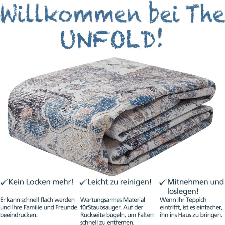 TOPICK Läufer Flur Waschbar Fussmatte Innen Grau Küche Läufer Vintage Blume Orientalischer Dünner Fa