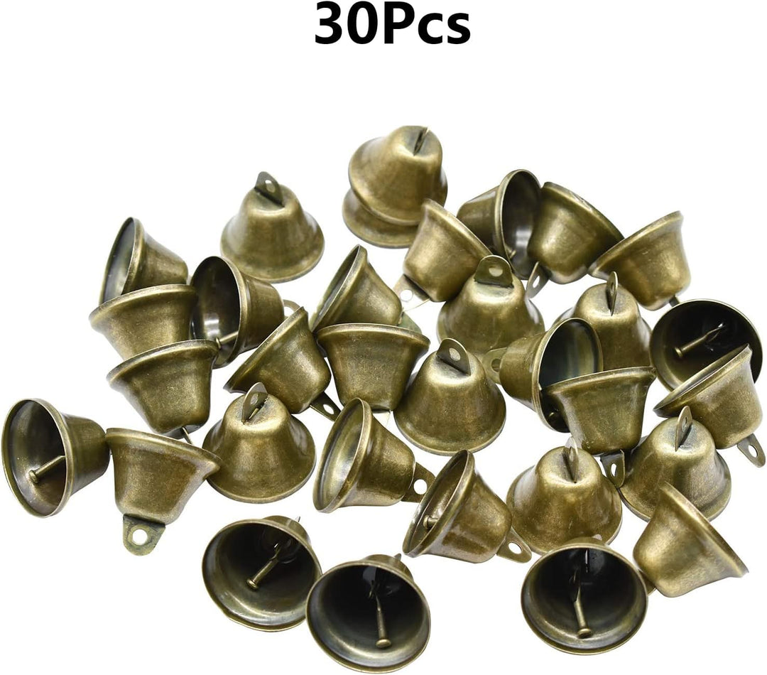 30 Stück 38 mm Mini Vintage Bronze Glocken für Windspiele, Weihnachtsglocken, etc