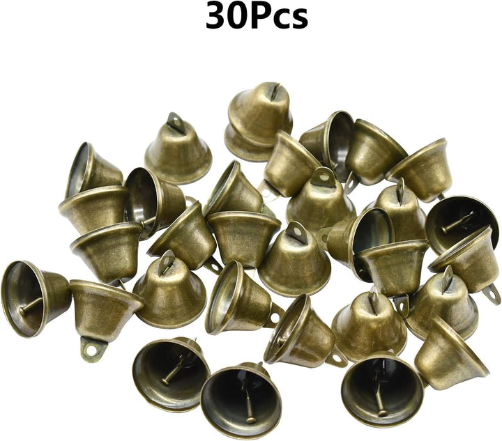 30 Stück 38 mm Mini Vintage Bronze Glocken für Windspiele, Weihnachtsglocken, etc