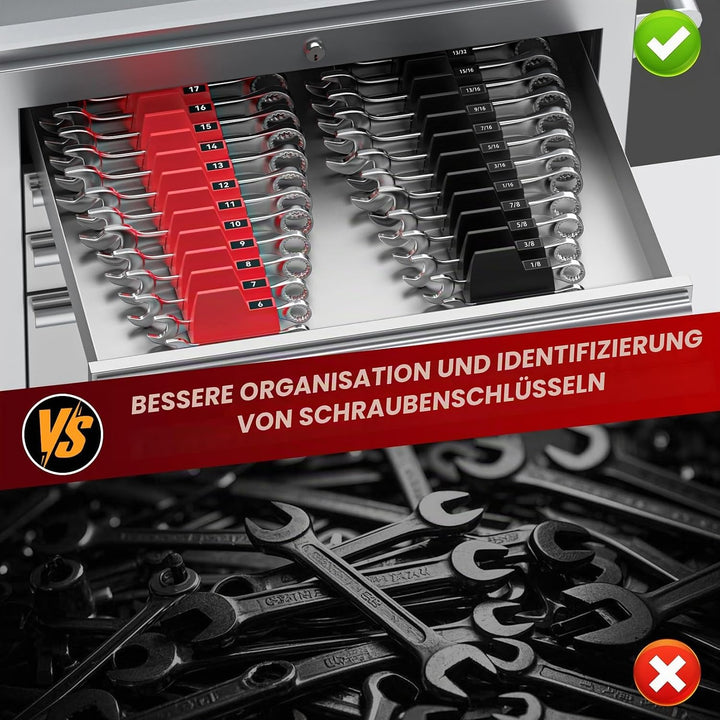 Magnetische modulare Schraubenschlüssel-Organizer für Werkzeugschubladen, 42-Stück Schraubenschlüsse