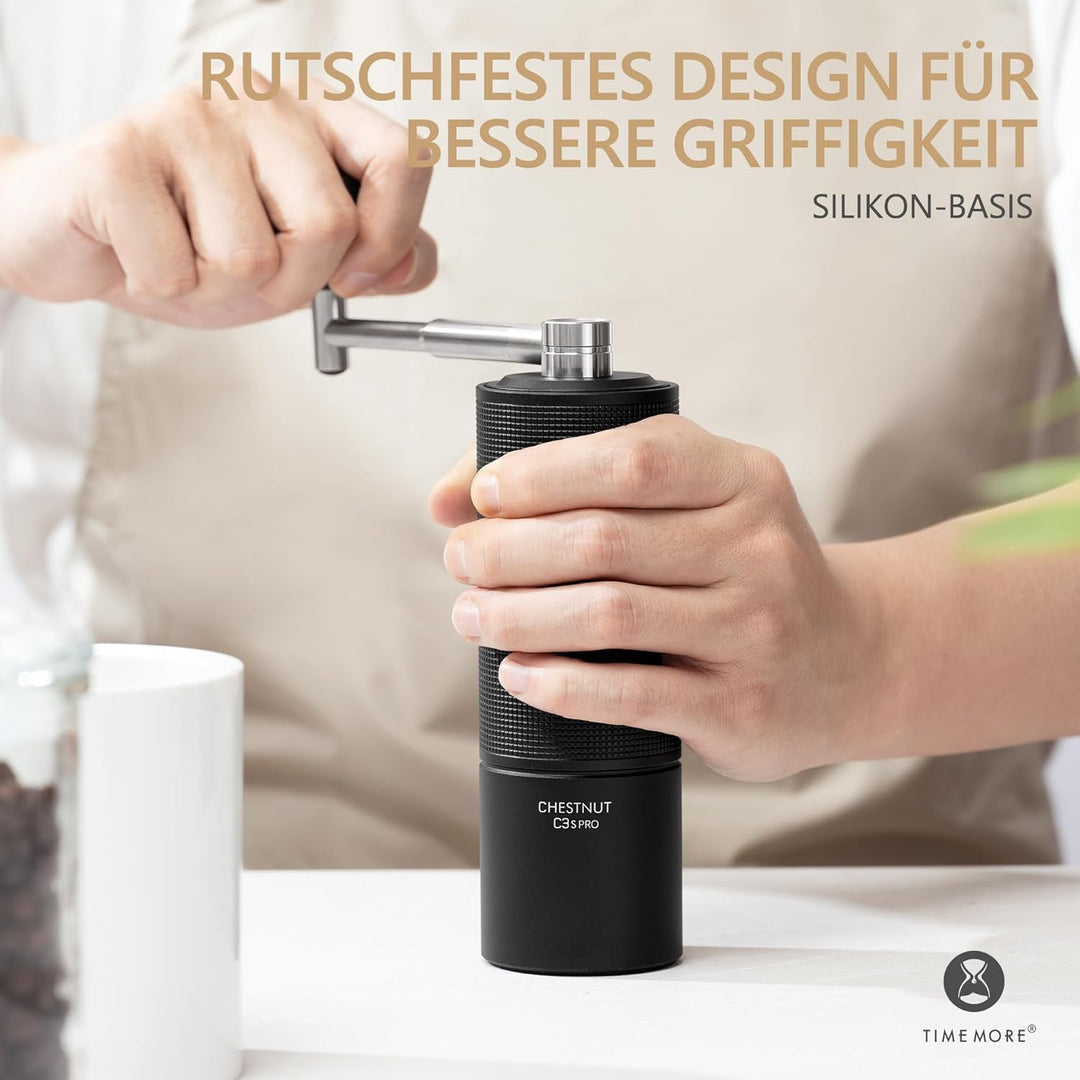 TIMEMORE Chestnut C3s PRO, manuelle Kaffeemühle, Upgrade integriertes Ganzmetallgehäuse, Edelstahl S