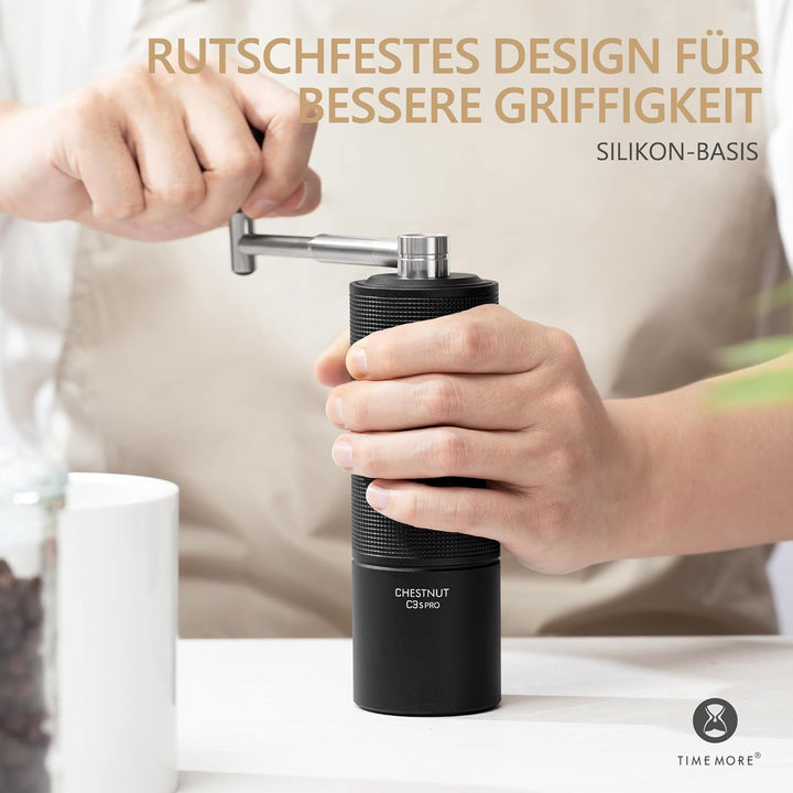 TIMEMORE Chestnut C3s PRO, manuelle Kaffeemühle, Upgrade integriertes Ganzmetallgehäuse, Edelstahl S