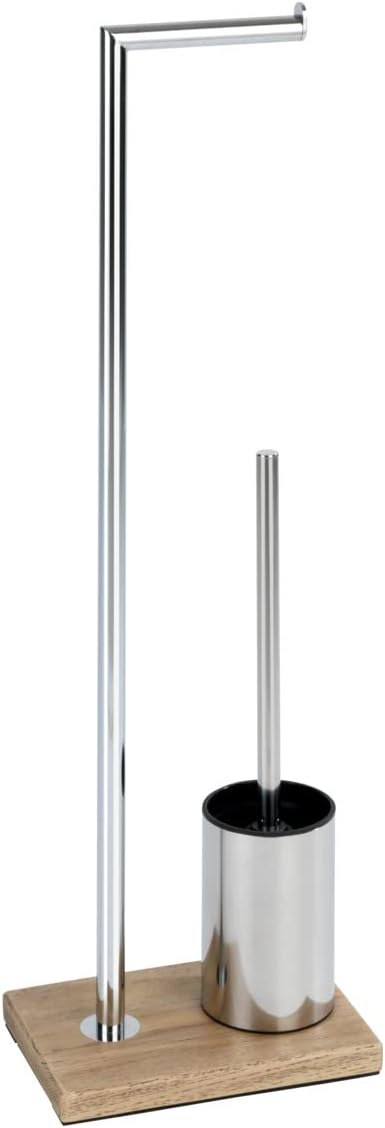WENKO Stand WC-Garnitur Marla - WC-Bürstenhalter, Stahl, 22 x 74 x 15 cm, Chrom