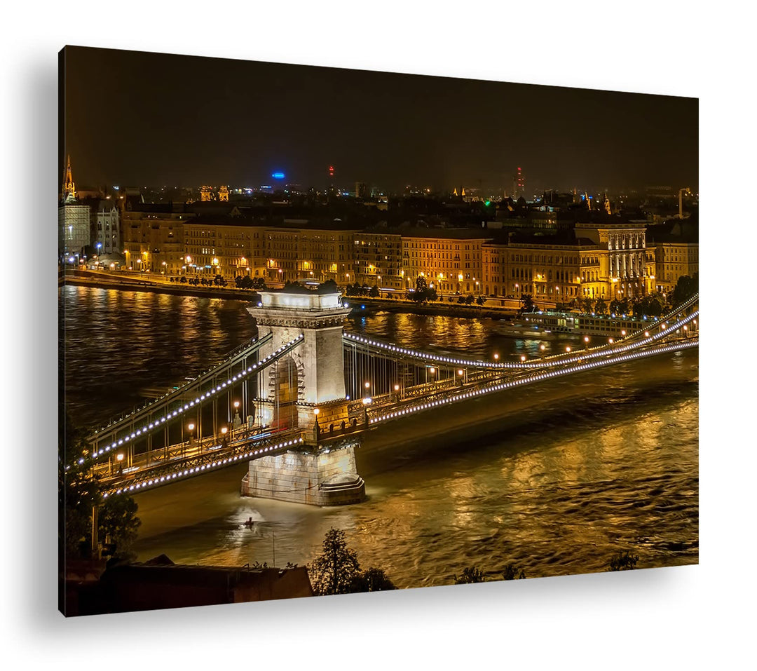 deyoli Kettenbrücke im schönen Budapest im Format: 60x40 als Leinwandbild, Motiv fertig gerahmt auf