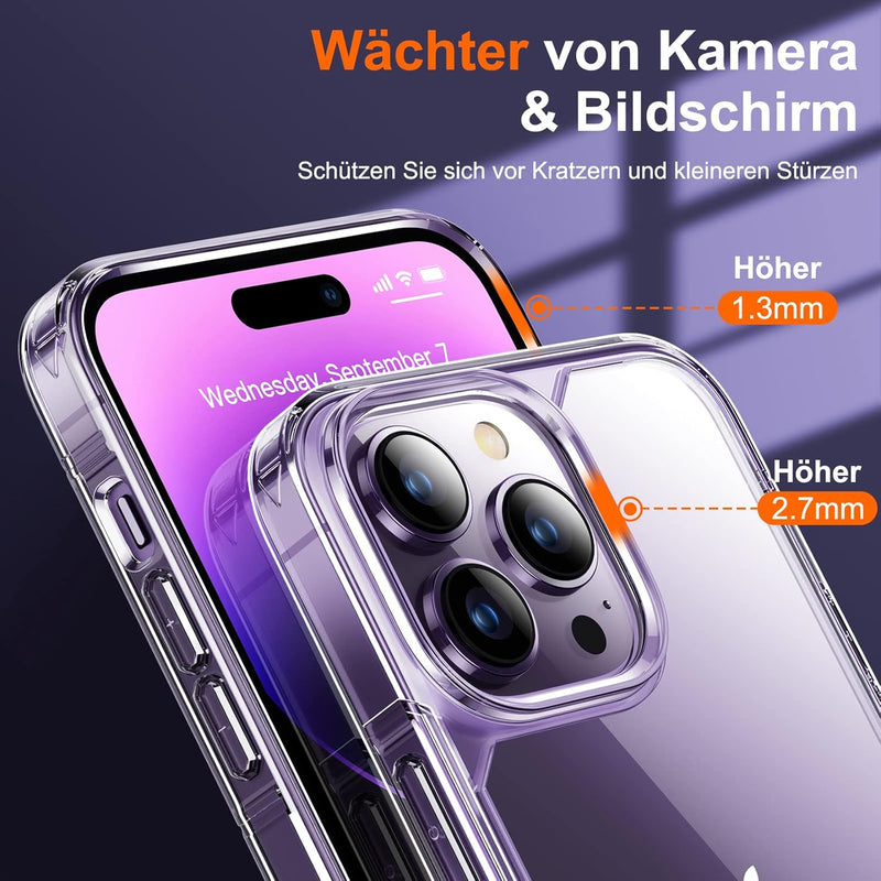 UniqueMe 5-in-1-Set für iPhone 14 Pro Max Hülle, [Nie Vergilbung] Handyhülle für iPhone 14 Pro Max C