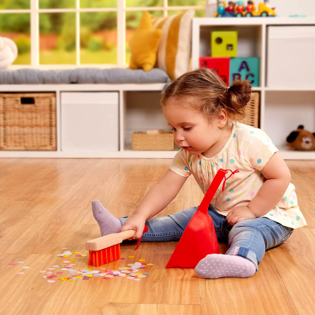 Battat Kinder Holzspielzeug Besen mit langem Stiel, Kehrschaufel, Handfeger, Wischmopp und Staubwede
